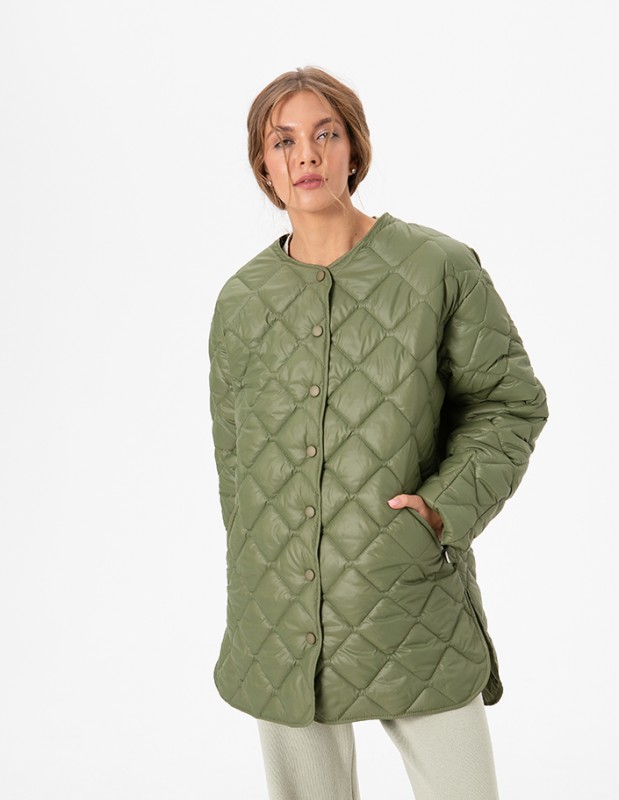 Pikowana kurtka w kolorze khaki