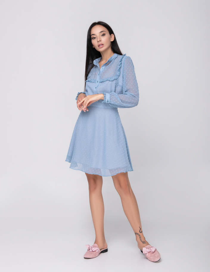 Niebieska sukienka z szyfonu