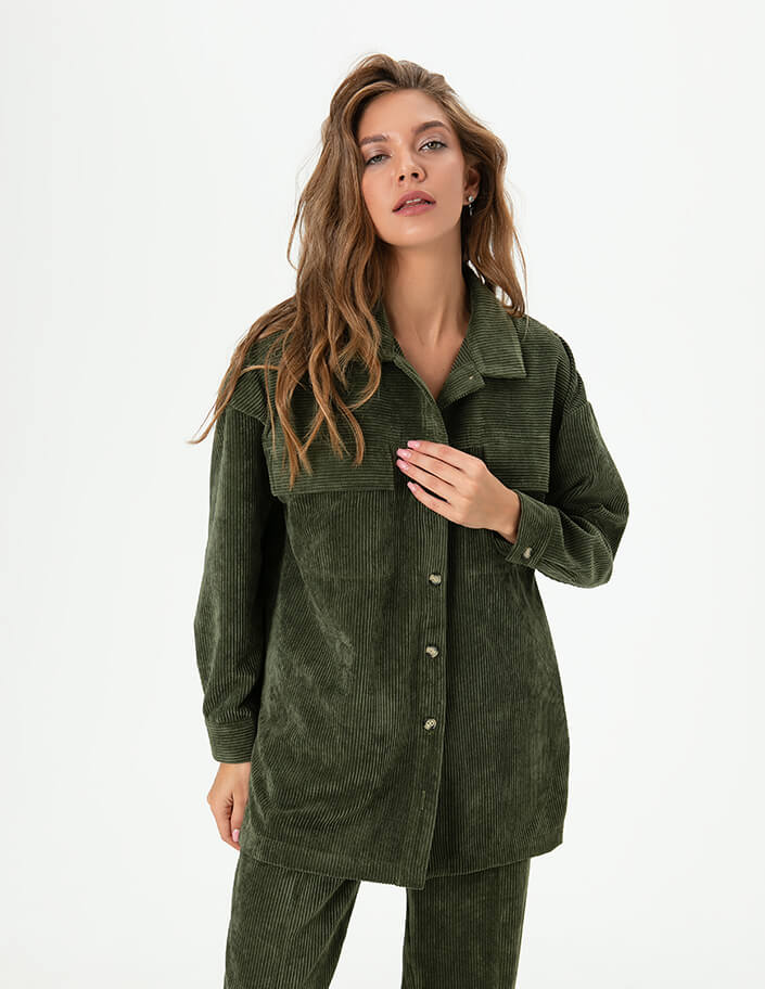 Koszula sztruksowa w kolorze khaki