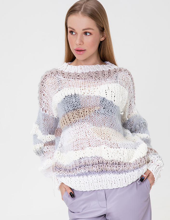 Sweter w stylu patchwork